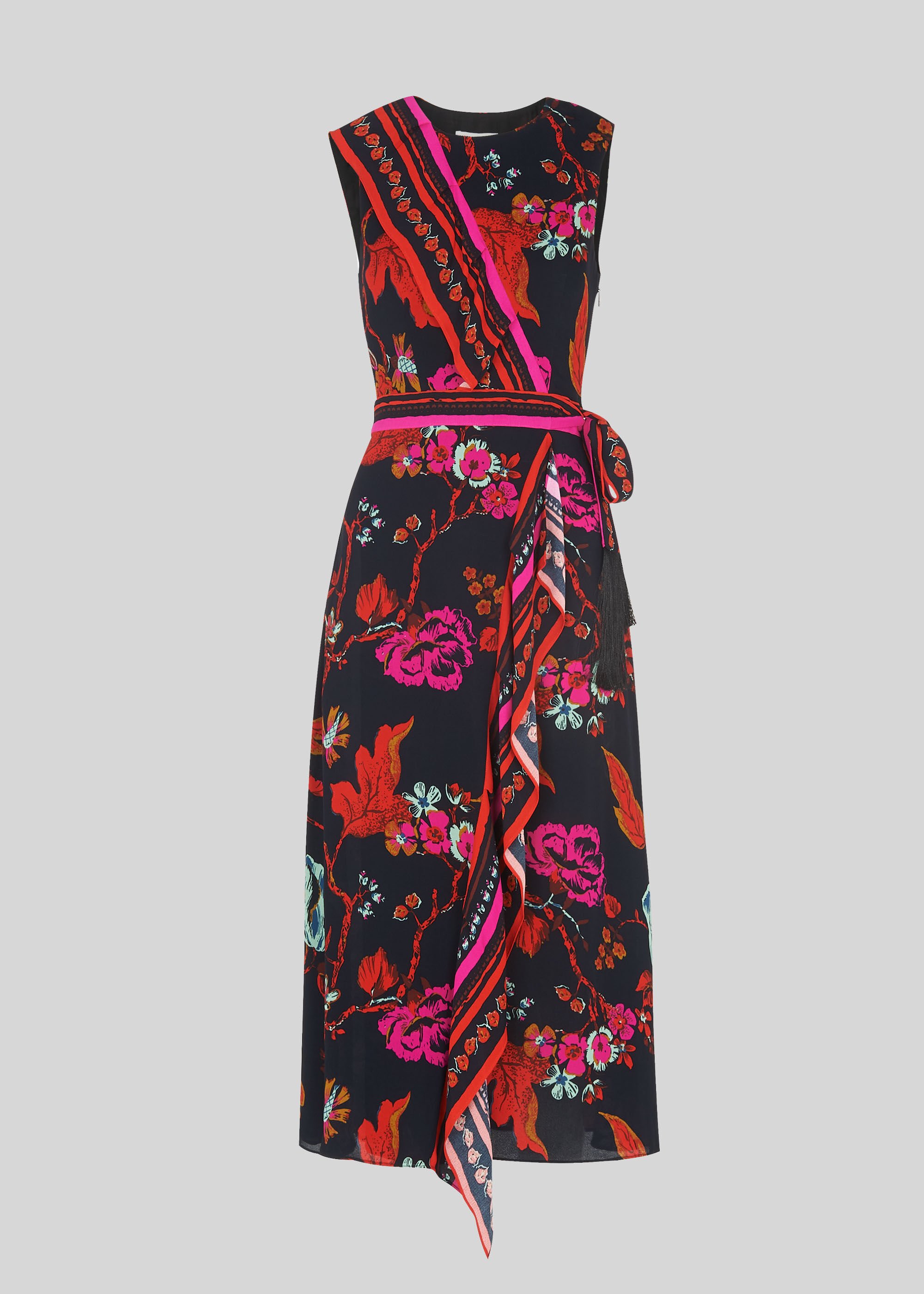 Multicolour Scarf Print Wrap Dress ...
